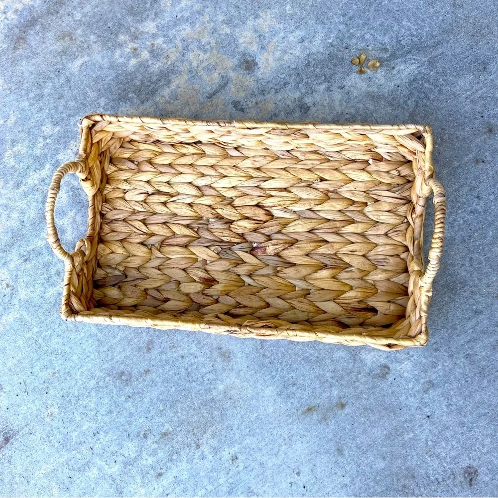 Sea Grass Rectangular Basket with Metal Handles
